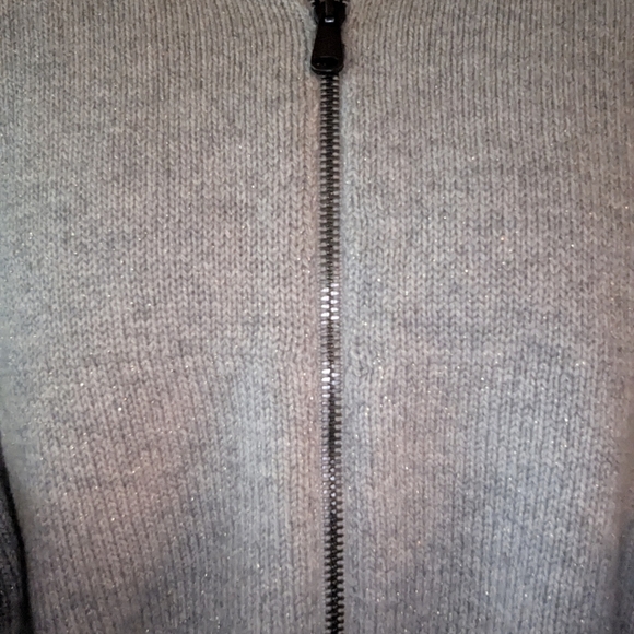 Brunello Cucinelli Cashmere Zip Cardigan NWT  Gray Sparkle Y2K Made In Italy - Picture 11 of 15